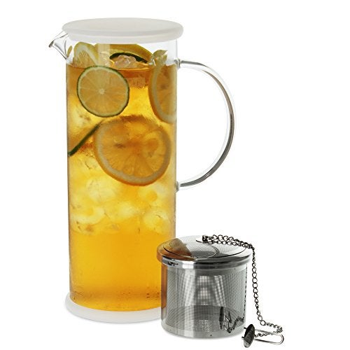 FORLIFE LUCENT Glass Iced Tea Jug with Capsule Infuser, 48-Ounce, Frost - Image 1