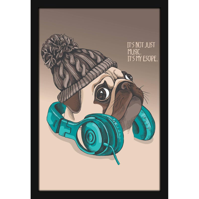 Mad Masters Pug Dog Painting Aesthetic Hanging Photo Frame Decorative Item Home Decoration and Wall Decor for Living Room and Bedroom MM 1073 8x12 Inch Paper Without Plexi Glass
