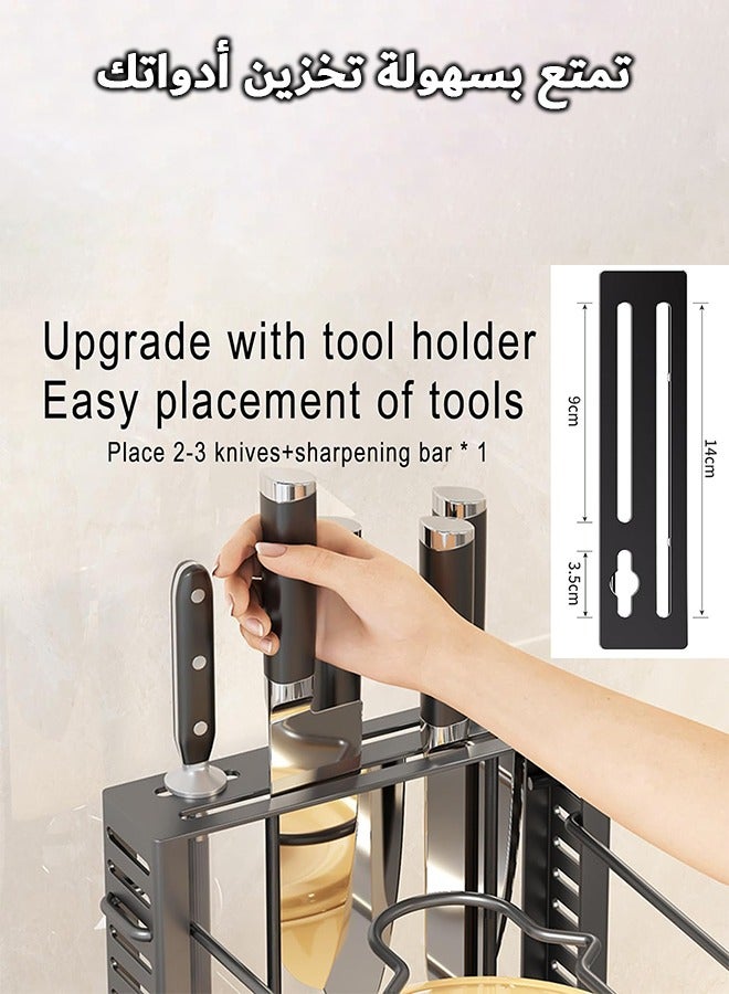 RIYAD GADGETS Adjustable 8-Layer Pots, Pans, and Lids Organizer Rack with Large Capacity, 3 Installation Options, Suitable for Kitchen Cabinet and Countertop, Black, 40.8 x 26.4 x 10.8 cm - Image 4