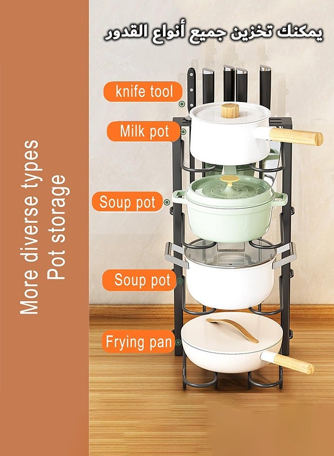 RIYAD GADGETS Adjustable 8-Layer Pots, Pans, and Lids Organizer Rack with Large Capacity, 3 Installation Options, Suitable for Kitchen Cabinet and Countertop, Black, 40.8 x 26.4 x 10.8 cm - Image 2