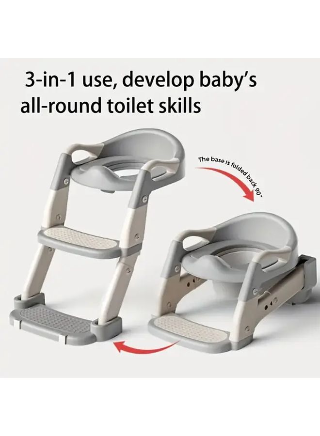 Grey 3-In-1 Adjustable Height Non-Slip Portable Travel Diaper Toilet - Image 3