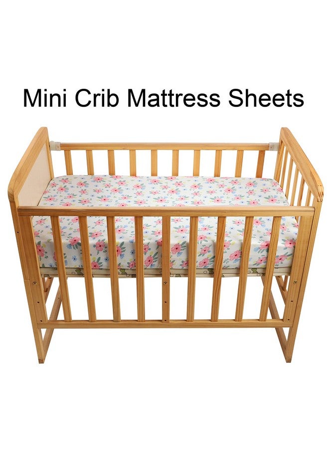 Onacosht Pack n Play Playard Fitted Sheets 2 Pack Set for Baby Girl Soft Stretchy Jersey Knit Portable Mini Crib Mattress Cover, Pink Floral - Image 1