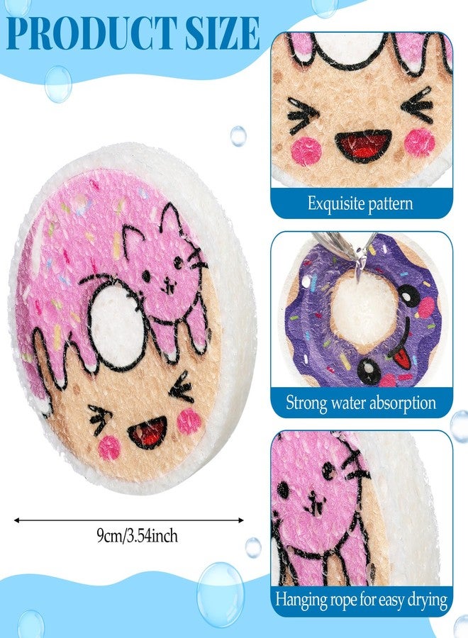 Newtay 8 Pack Cute Kitchen Sponges Dish Set Compressed Non-Scratch Reusable Kitchen Cleaning Household Sponges for Dishes, Pans, Kitchen, Fruit, Plate, Bathroom(Donut) - Image 2