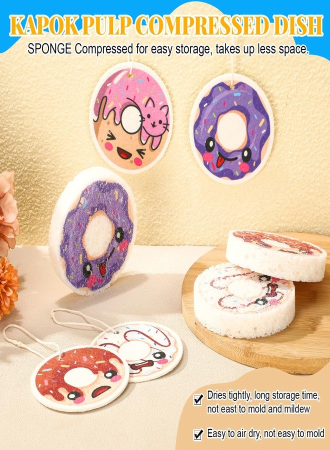 Newtay 8 Pack Cute Kitchen Sponges Dish Set Compressed Non-Scratch Reusable Kitchen Cleaning Household Sponges for Dishes, Pans, Kitchen, Fruit, Plate, Bathroom(Donut) - Image 3