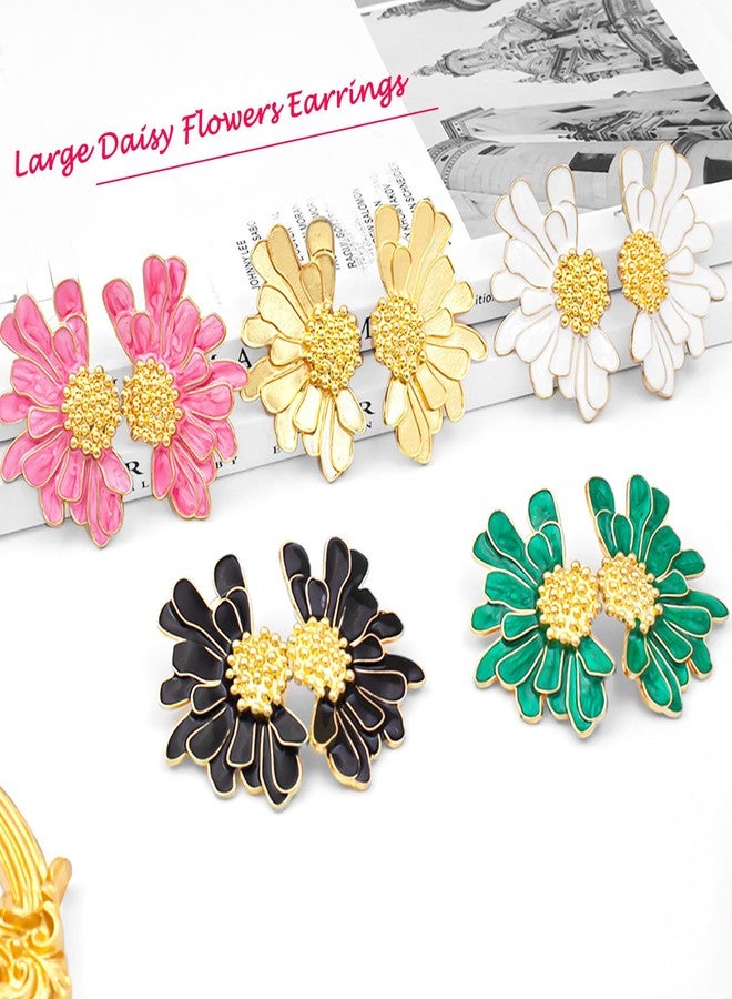 Nanafast Summer Boho Flower Earrings for Women Bridal Statement Large Daisy Flowers Earrings Vintage Dangle Piercing Stud Earrings Jewelry Gifts Green Red Black White Purple, Zinc, No Gemstone - Image 4