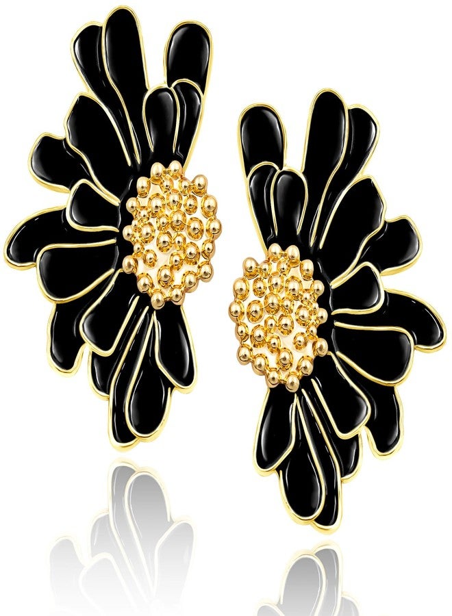 Nanafast Summer Boho Flower Earrings for Women Bridal Statement Large Daisy Flowers Earrings Vintage Dangle Piercing Stud Earrings Jewelry Gifts Green Red Black White Purple, Zinc, No Gemstone - Image 1