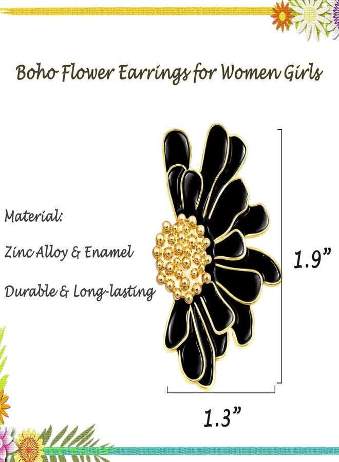 Nanafast Summer Boho Flower Earrings for Women Bridal Statement Large Daisy Flowers Earrings Vintage Dangle Piercing Stud Earrings Jewelry Gifts Green Red Black White Purple, Zinc, No Gemstone - Image 2