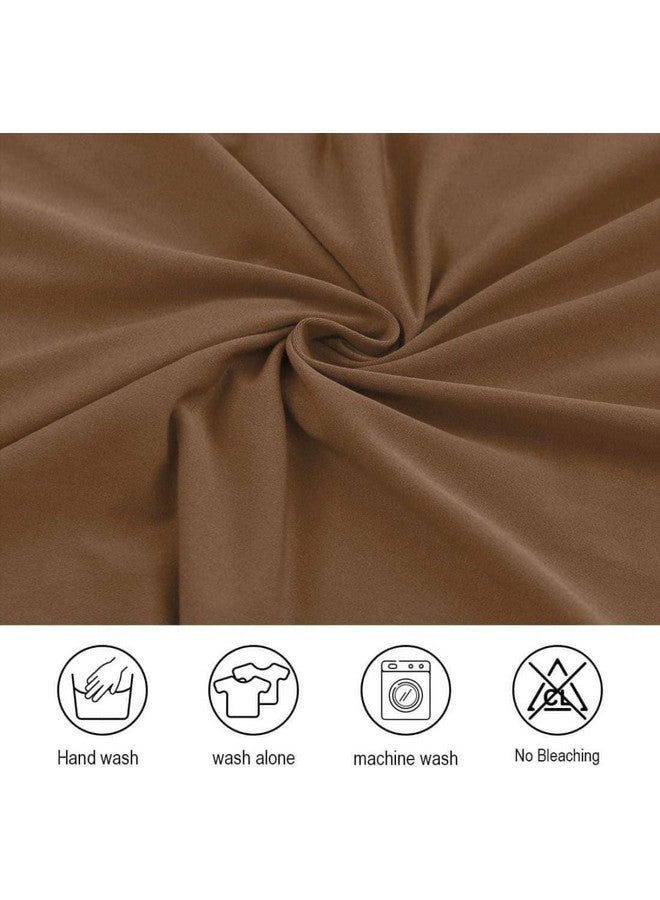 BRIDA® Stretchable Solid Plain Dining Chair Covers Elastic Chair Seat Case Protector, Slipcovers (4 Chair Cover, Dark Camel), Polyester; Polyester Blend - Image 3