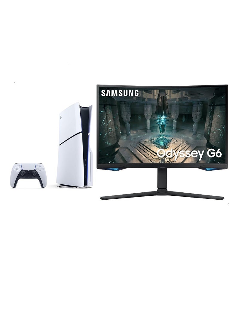 Sony Odyssey PS5 Pro Gamer Bundle - Samsung Odyssey G6 27” QHD 240Hz Curved Smart Gaming Monitor + PlayStation 5 Digital Edition (UAE Version) - Image 1