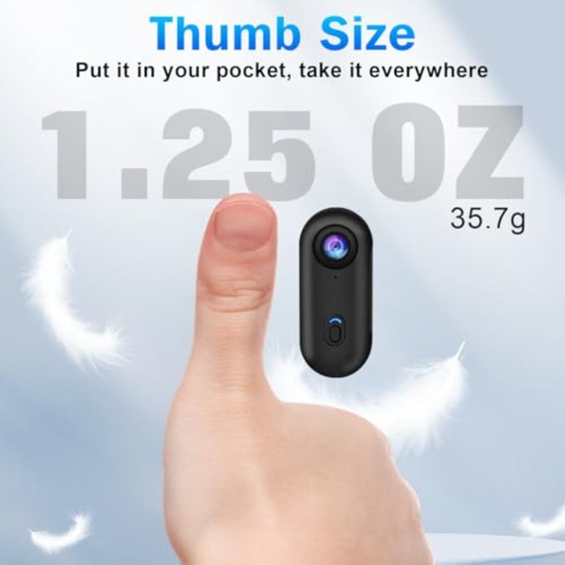 i3 4K Thumb Action Camera Small Size Portable Vlogging Camera Handsfree POV Helmet Camera for Cycling Motorcycle Spring Clip Mount Anywhere Compact Body Camera - Image 2