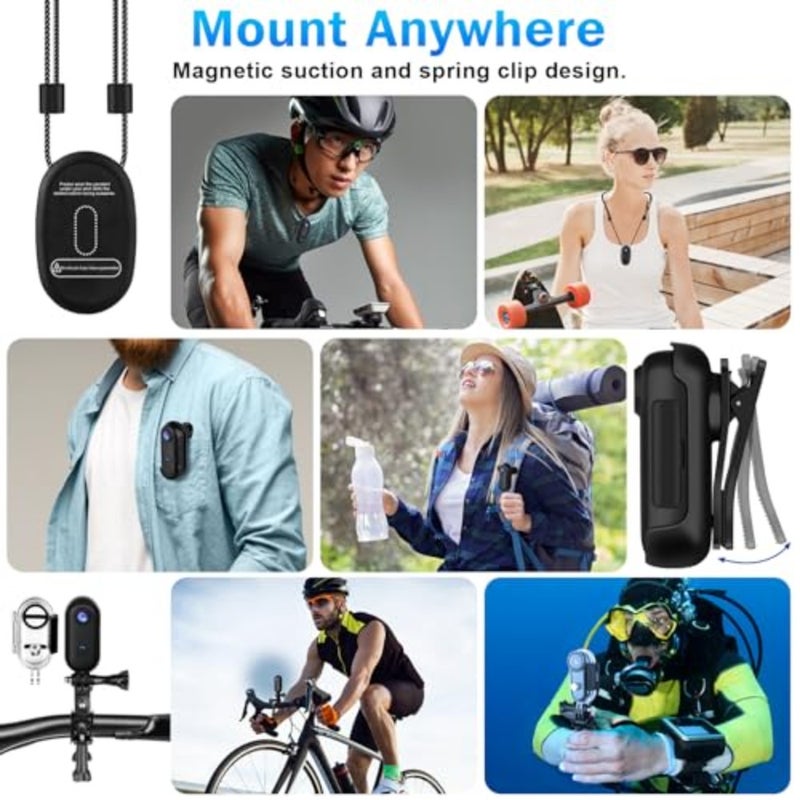 i3 4K Thumb Action Camera Small Size Portable Vlogging Camera Handsfree POV Helmet Camera for Cycling Motorcycle Spring Clip Mount Anywhere Compact Body Camera - Image 4