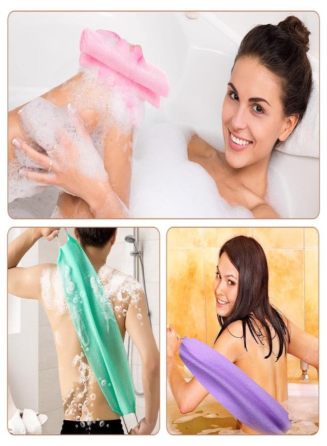 Calidaka 4pcs Exfoliating Back Scrubber Exfoliating Washcloth Towel with Handles Double-Sided Back Exfoliator Body Scrub Towel Body Scrubber Exfoliator Back Scrubber Washer(Color:as Shown) - Image 3