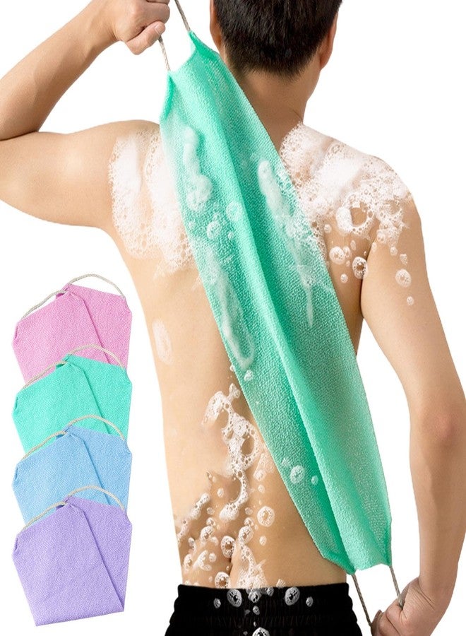 Calidaka 4pcs Exfoliating Back Scrubber Exfoliating Washcloth Towel with Handles Double-Sided Back Exfoliator Body Scrub Towel Body Scrubber Exfoliator Back Scrubber Washer(Color:as Shown) - Image 1