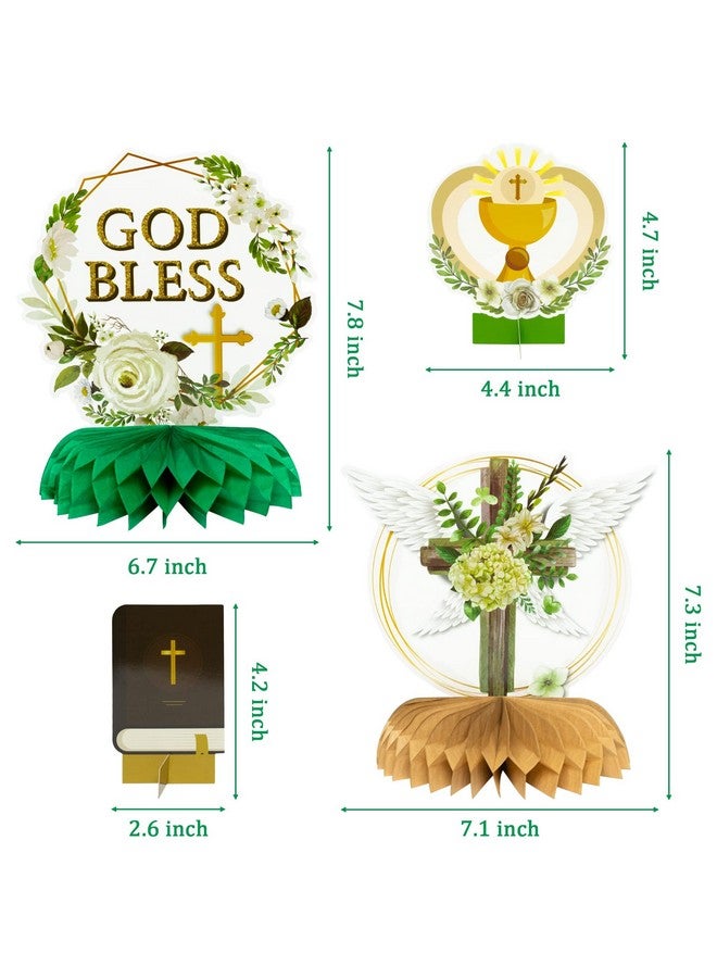 ANGOLIO 12 God Bless Party Honeycomb Baptism Table Centerpieces Peace Pigeon Centerpieces First Communion Christian Party Table Decorations Sage Green Gold Cross For Christmas Baby Shower Photo Props - Image 2