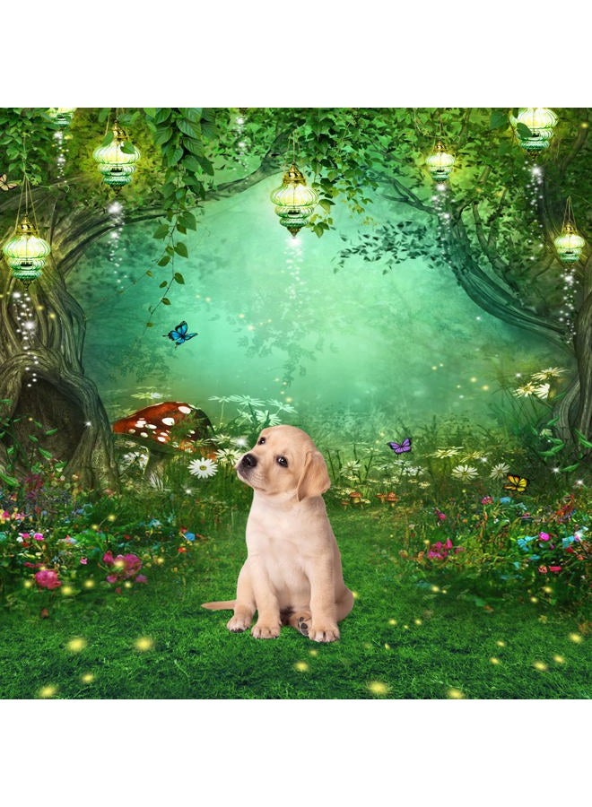 Riyidecor Enchanted Backdrop Polyester Fabric Wonderland Green Fairy Tale Butterfly Woodland Spring 6Wx8H Feet Dream Mushroom Photography Background Baby Shower Birthday Photo Studio Shoot - Image 4