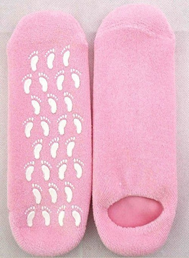 Ad Fresh Unisex Beauty Spa Soften Repair Whitening Moisturizing Treatment Skincare Anti-Slip Gel Socks - Free Size (Pink) - Image 2