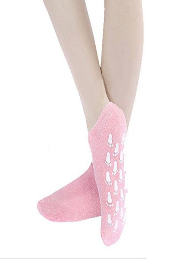 Ad Fresh Unisex Beauty Spa Soften Repair Whitening Moisturizing Treatment Skincare Anti-Slip Gel Socks - Free Size (Pink) - Image 1