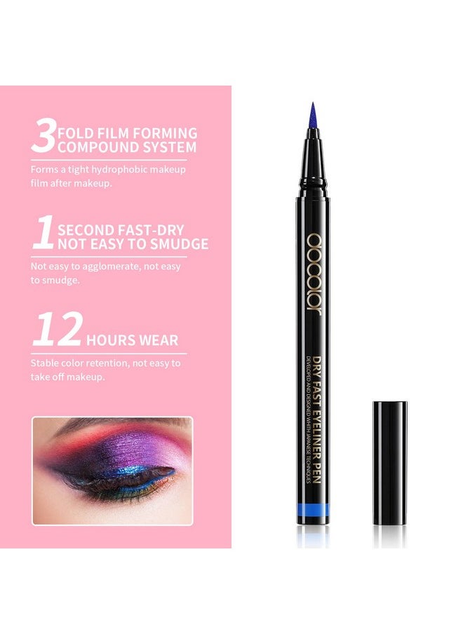 docolor - Waterproof Eyeliner Pen Super Slim Liquid Precise All Day Eye Liner Gel Blue - Image 1