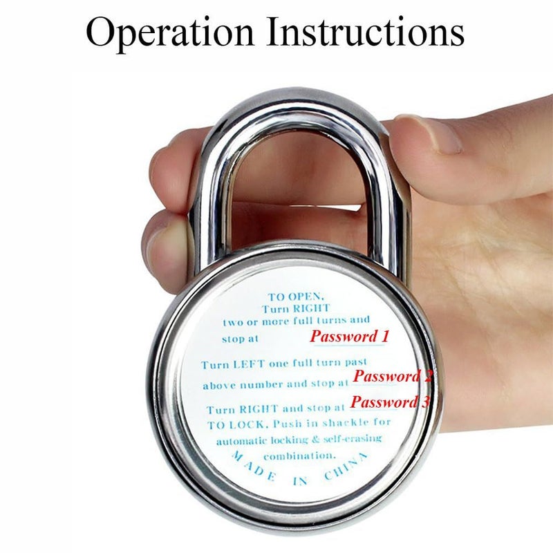 Key Free Metal Combination Lock Black Blue Size M For Home Office Gym Storage - Image 5