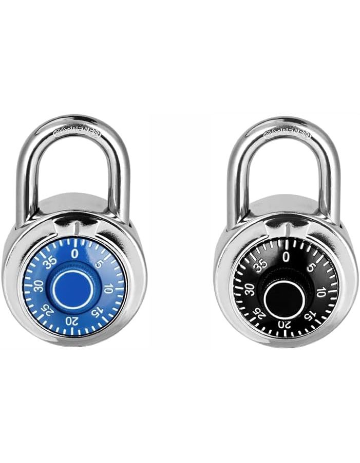 Key Free Metal Combination Lock Black Blue Size M For Home Office Gym Storage - Image 1