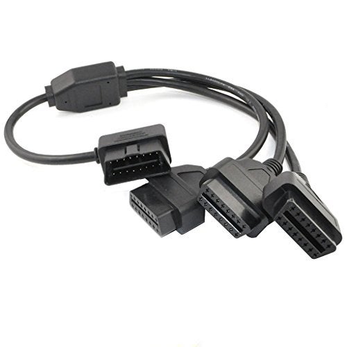 OLLGEN OBD2 Splitter Cable,OBD-II Extension Cable,1 Male to 3 Female Car Diagnostic Extender Cord Adapter,16 Pin Right Angle,1.6ft/50cm - Image 1