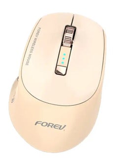 Wireless mouse for computer and laptop, FV-985 2.4 GHz with battery , 6 button and USB Mini Receiver 1600 DPI , 10M Operating Range - for home and office use fashion design comfortable for the hand (beige)