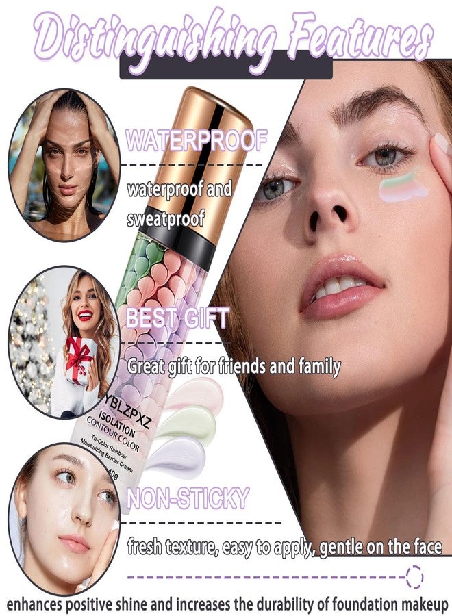 WYBLZPXZ Tri-Color Corrector Isolation Cream, One Step Correcting Facial Serum Makeup Primer Base, Moisturizing Flawless Foundation - Image 5