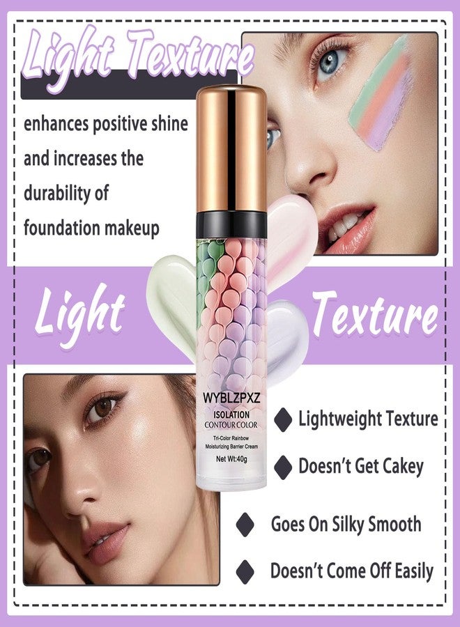 WYBLZPXZ Tri-Color Corrector Isolation Cream, One Step Correcting Facial Serum Makeup Primer Base, Moisturizing Flawless Foundation - Image 4
