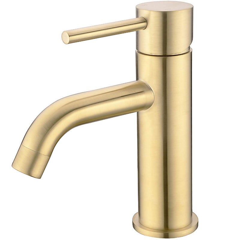 TRUSTMI Brushed Gold Bathroom Faucet Modern Single Handle Single Hole Deck Mounted Lavatory Vanity Sink Faucet, Brass - Image 1