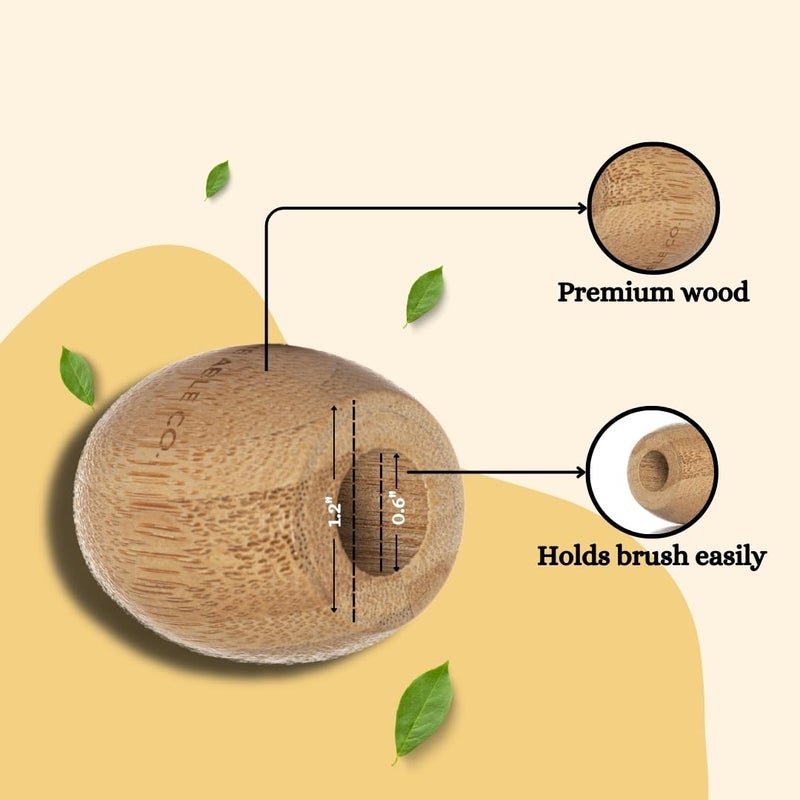The Able Co Bamboo Toothbrush Stand Bathroom Decor Brush Stand of Bamboo Wooden for Bathroom  - Image 4