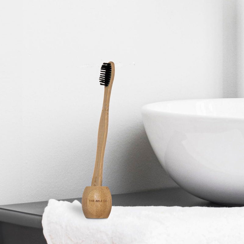 The Able Co Bamboo Toothbrush Stand Bathroom Decor Brush Stand of Bamboo Wooden for Bathroom  - Image 5
