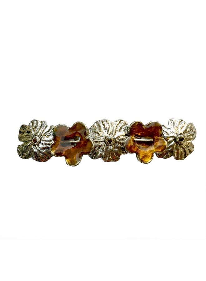 FURE مشبك شعر معدني مزخرف بالزهور بارتفاع 8 سم من FURE باللون البني للنساء - Image 1