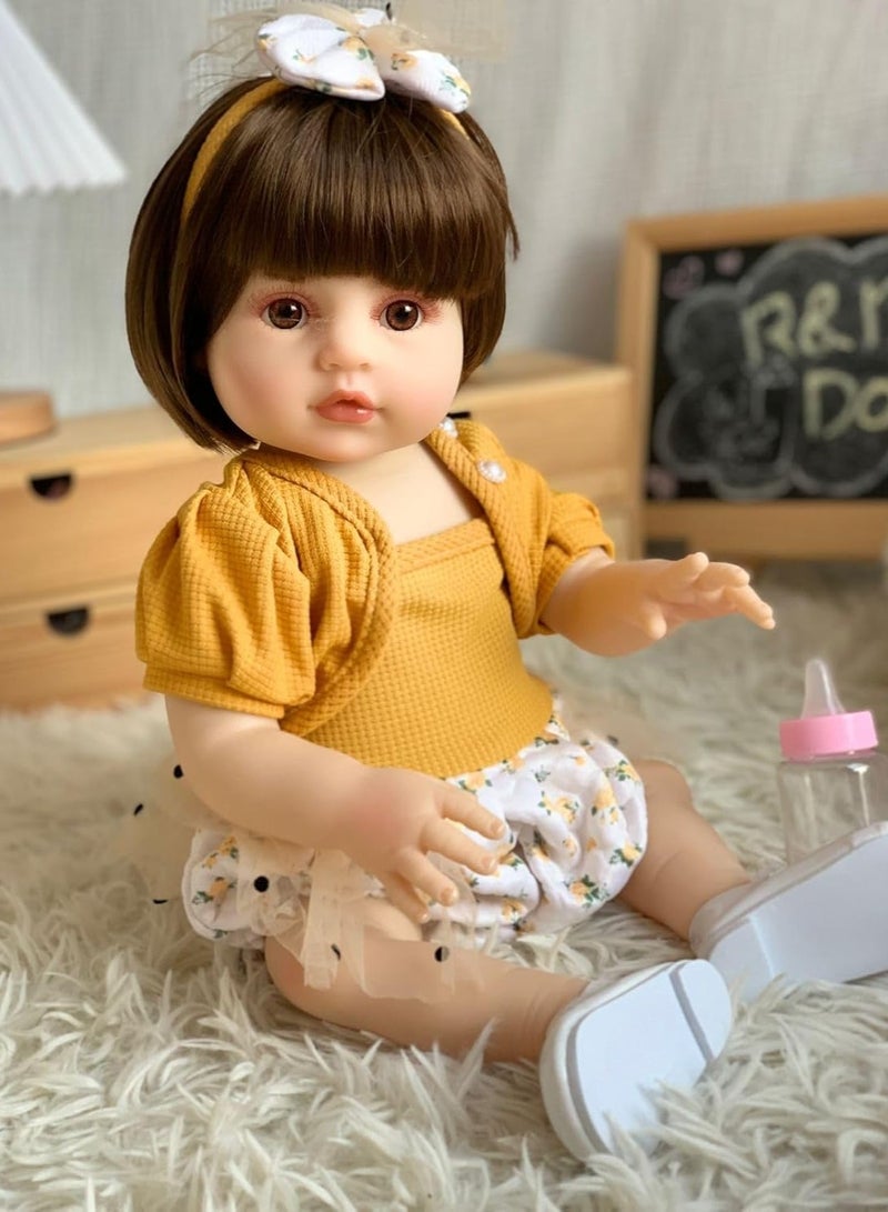 Nano Classic 18 inch 48 Cm Reborn Baby Doll Soft Full body Silicone Newborn real like Baby Doll Girl Toy-(Orang outfit-1) - Image 1