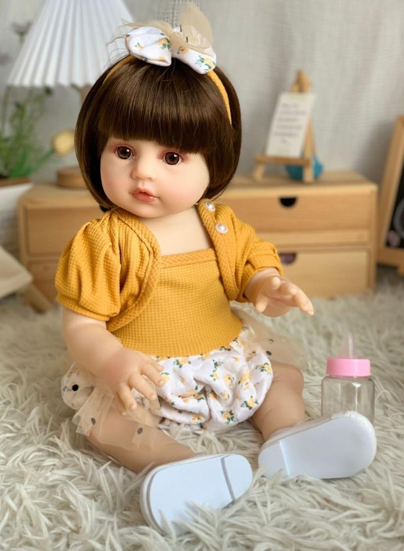 Nano Classic 18 inch 48 Cm Reborn Baby Doll Soft Full body Silicone Newborn real like Baby Doll Girl Toy-(Orang outfit-1) - Image 2
