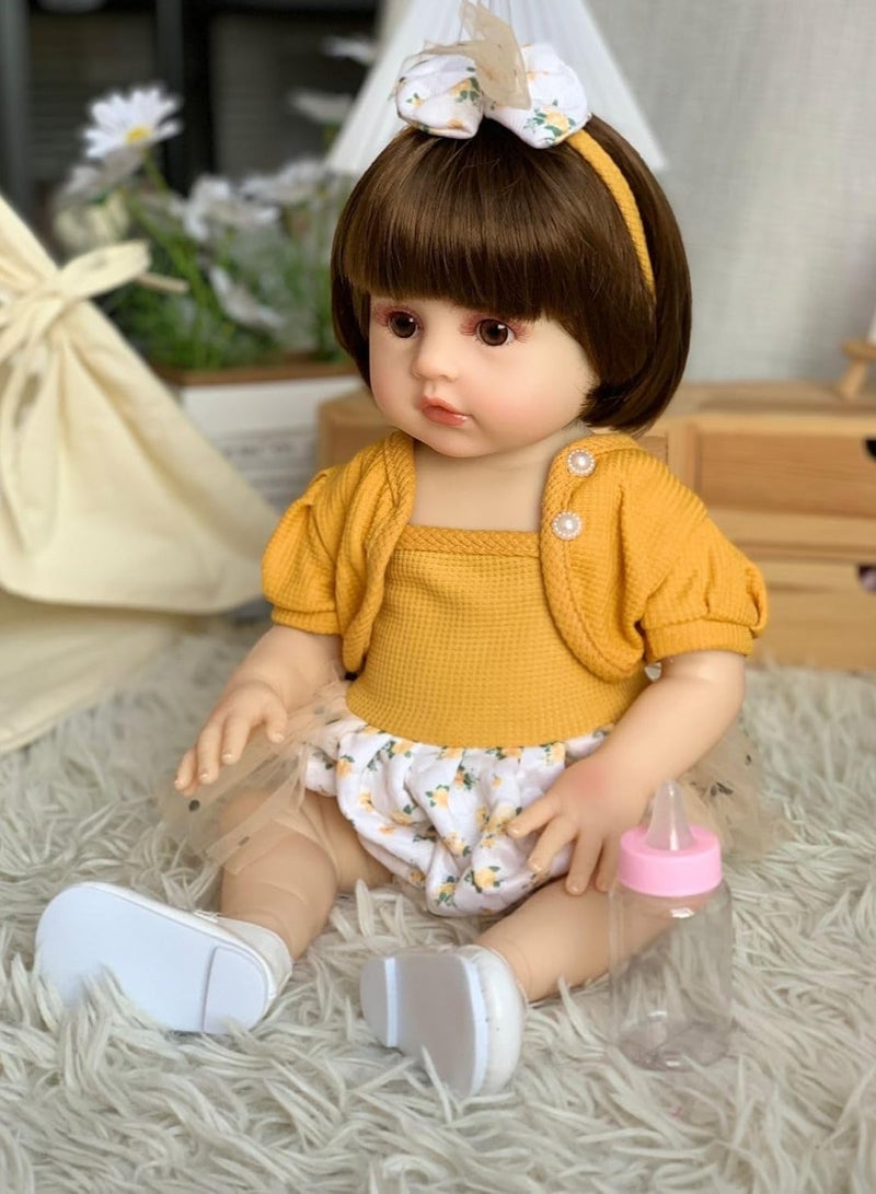 Nano Classic 18 inch 48 Cm Reborn Baby Doll Soft Full body Silicone Newborn real like Baby Doll Girl Toy-(Orang outfit-1) - Image 5