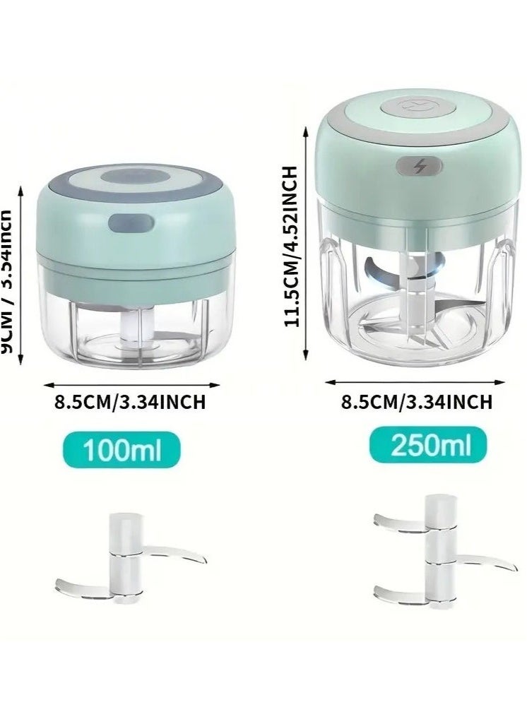 مفرمة ثوم كهربائية صغيرة، محضر طعام، مفرمة ثوم لاسلكية محمولة، مفرمة لحم مع شحن USB للخضروات والفلفل الحار والفواكه والزنجبيل وأطعمة الأطفال والتوابل 250 مل (أخضر) - Image 5