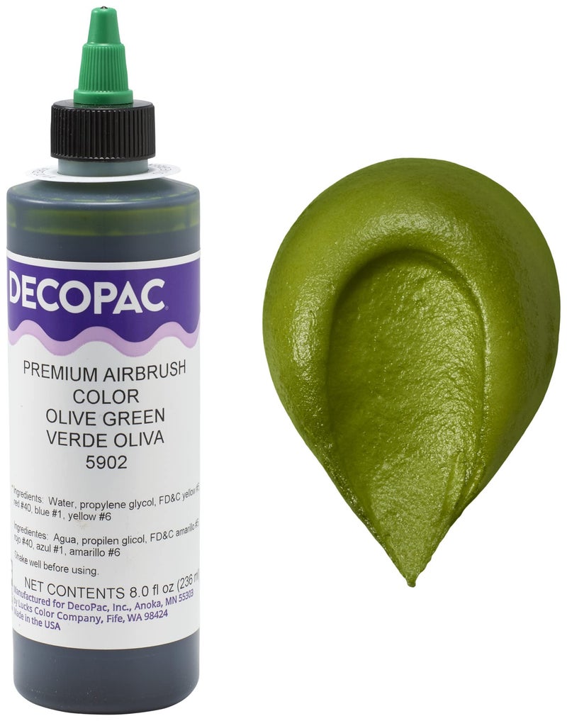 DecoPac Olive Green Food Coloring, 8 Fl Oz Airbrush Food Color, Edible Airbrush For Cake Decorating, Cookie Airbrush Coloring, Food Airbrush Kit Add-on, Airbrushes For Cake Decorating 8Fl Oz - Image 4