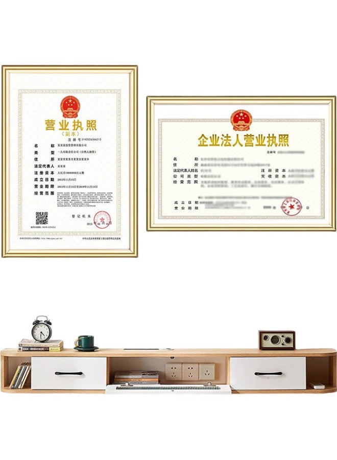 Jin Longxing Jinlongxing Business License Frame A3, Wall-Mounted Aluminum Alloy Frame, Picture Frame For Mounting, Protective Cover, Business And Health License Certificate, Honor Certificate, Diploma Frame, Gold Color Bb-A3 - Image 1