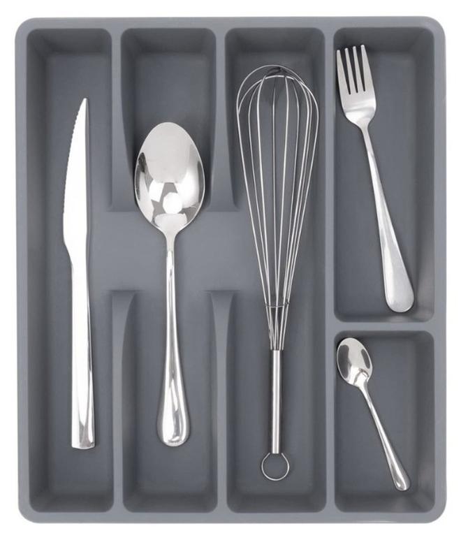 أيكيا منظم درج المطبخ وحامل أدوات المائدة الفضية - رمادي - Image 1