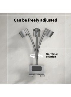 XiuWoo Wall Mounted Hair Dryer Holder, Aluminum Alloy Stand with Glue, Adjustable Hairdryer Holder Hands-Free Blow for Bathroom, Vanity, Makeup Room  - Image 3