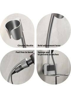 XiuWoo Wall Mounted Hair Dryer Holder, Aluminum Alloy Stand with Glue, Adjustable Hairdryer Holder Hands-Free Blow for Bathroom, Vanity, Makeup Room  - Image 4