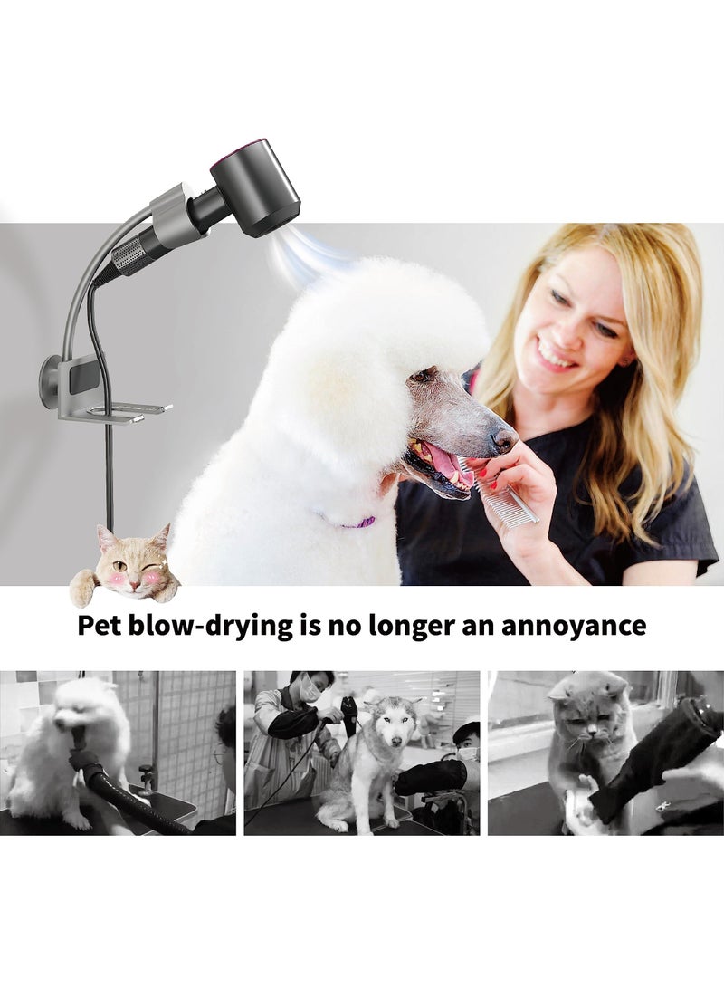 شو وو Wall Mounted Hair Dryer Holder, Aluminum Alloy Stand with Glue, Adjustable Hairdryer Holder Hands-Free Blow for Bathroom, Vanity, Makeup Room  - Image 2