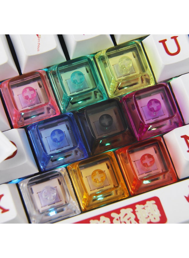 Loquat PC Material High Transparent Xda2 Height 9.3mm Transparent Ball Cap Multi-color Mechanical Keyboard Mx Cross Chrysanthemum Keycap-Color:Purple Transparent - Image 3