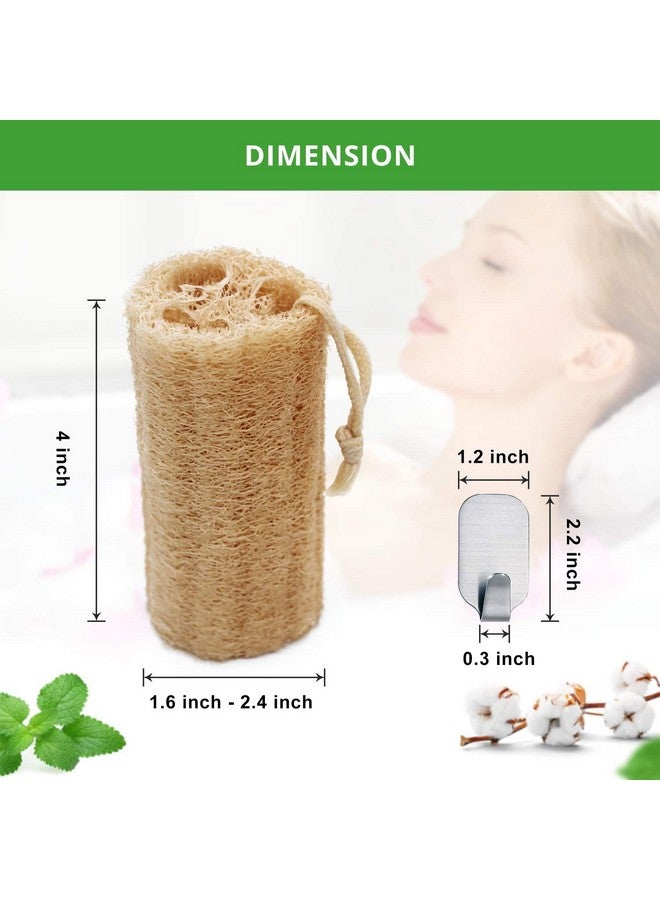 METLUCK Natural Loofahs 6 Pack Organic Natural Bath Loofahs Luffa Exfoliating Body Scrubber Sponges For Men Women For Deep Cleaning With 2 Pcs Wall Hooks - Image 3