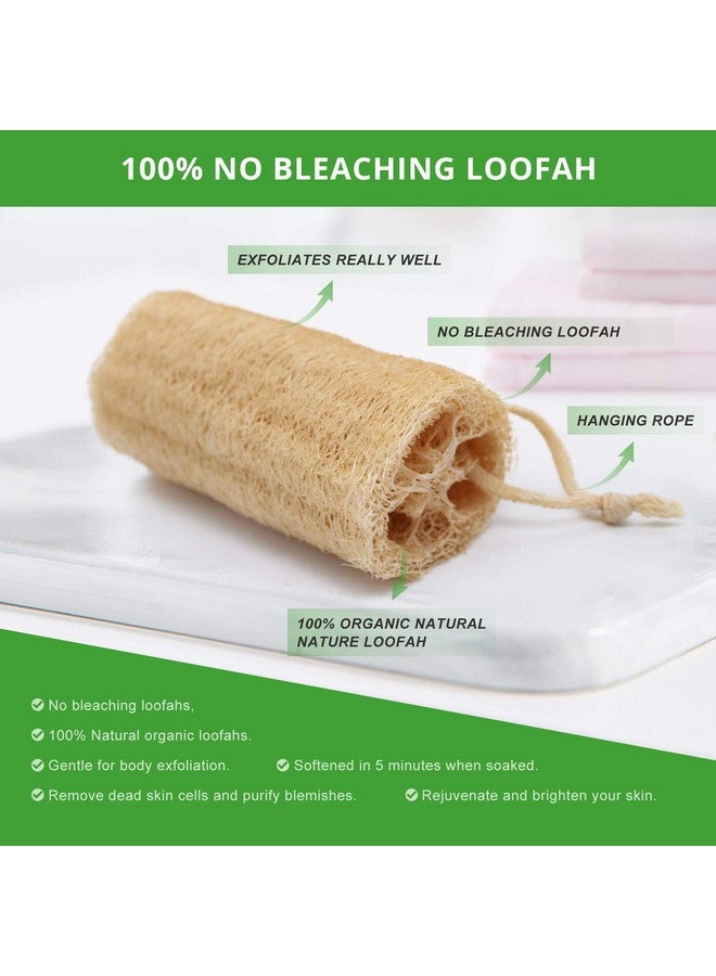 METLUCK Natural Loofahs 6 Pack Organic Natural Bath Loofahs Luffa Exfoliating Body Scrubber Sponges For Men Women For Deep Cleaning With 2 Pcs Wall Hooks - Image 5