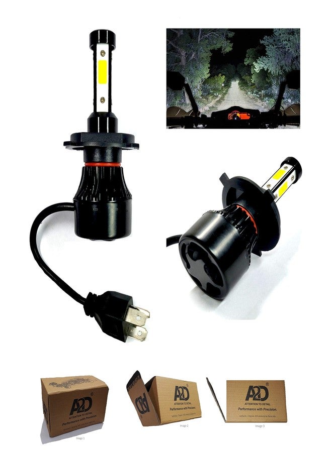 A2D 167 12V 36W 3-Side LED Full Cobe H4 Hs1 Ultra Bright Bike Headlight Bulb Replacement Kit 6000K High-Low Beam Compatible with Yamaha Rx135 - Image 3