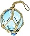 Hampton Nautical Hampton Nautical Light-Blue-Glass-3-Old-X Light Blue Japanese Glass Ball Fishing Float with Brown Netting Christmas  - Image 2
