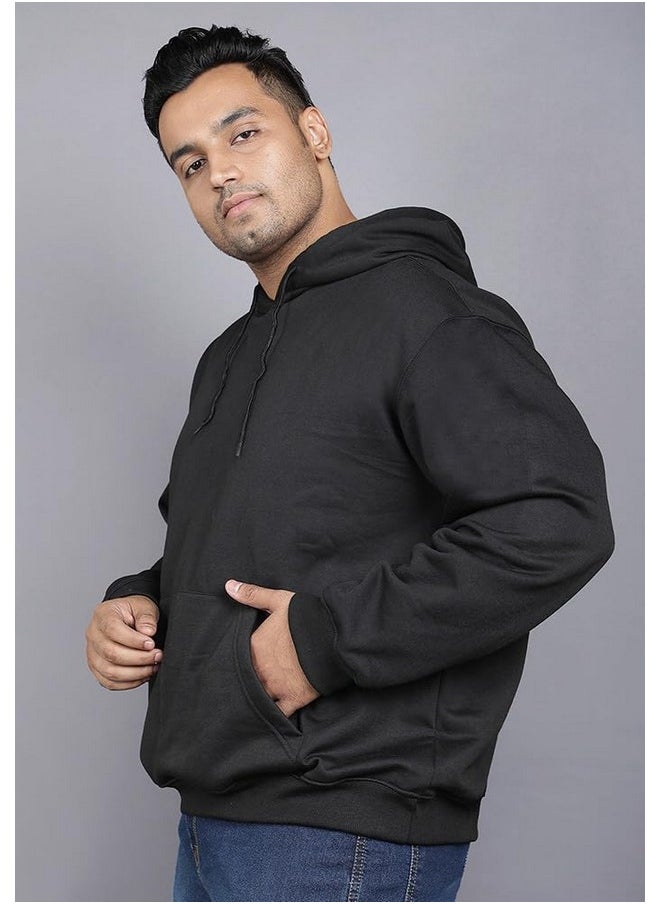 وير يور أوبينين - سويت شيرت رجالي بغطاء رأس من Wear Your Opinion بمقاس كبير وأكتاف منسدلة للشتاء (أسود، 4XL) - Image 1