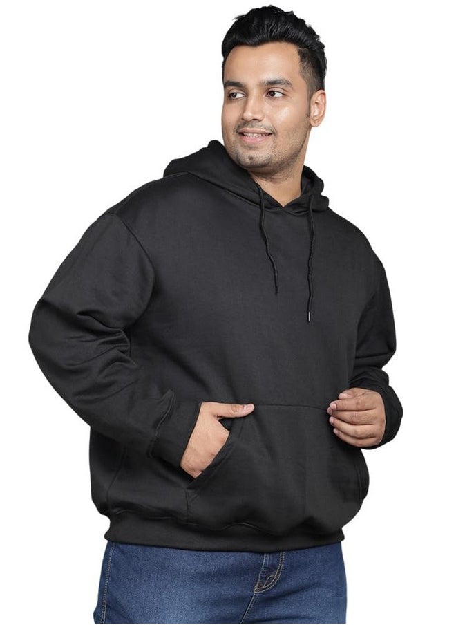 وير يور أوبينين - سويت شيرت رجالي بغطاء رأس من Wear Your Opinion بمقاس كبير وأكتاف منسدلة للشتاء (أسود، 4XL) - Image 1
