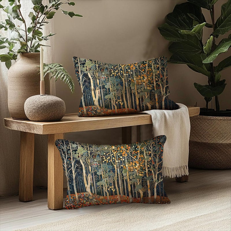 BUJSP Rustic Autumn Forest Pillow Covers 20x12 Set of 2, Fall Home Room Decor, Vintage Botanical Nature William Morris Inspired Decorative Throw Pillow Covers for Home Bedroom Living Room - Image 5